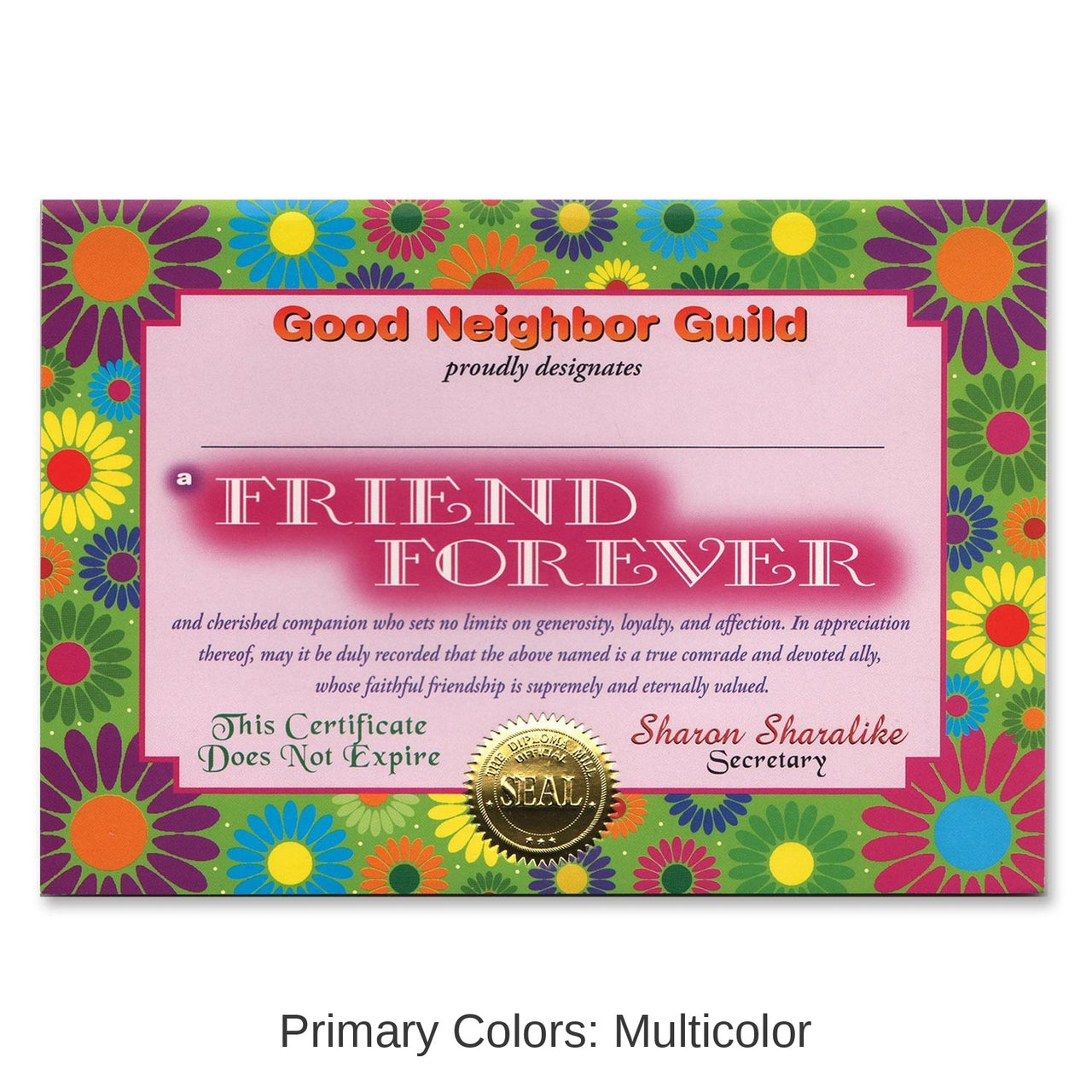 6 Pack Bulk Friend Forever Certificate