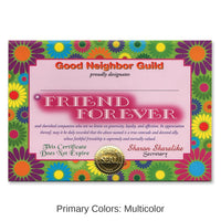 6 Pack Bulk Friend Forever Certificate