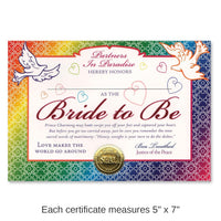 6 Pack Bulk Bride To Be Certificate