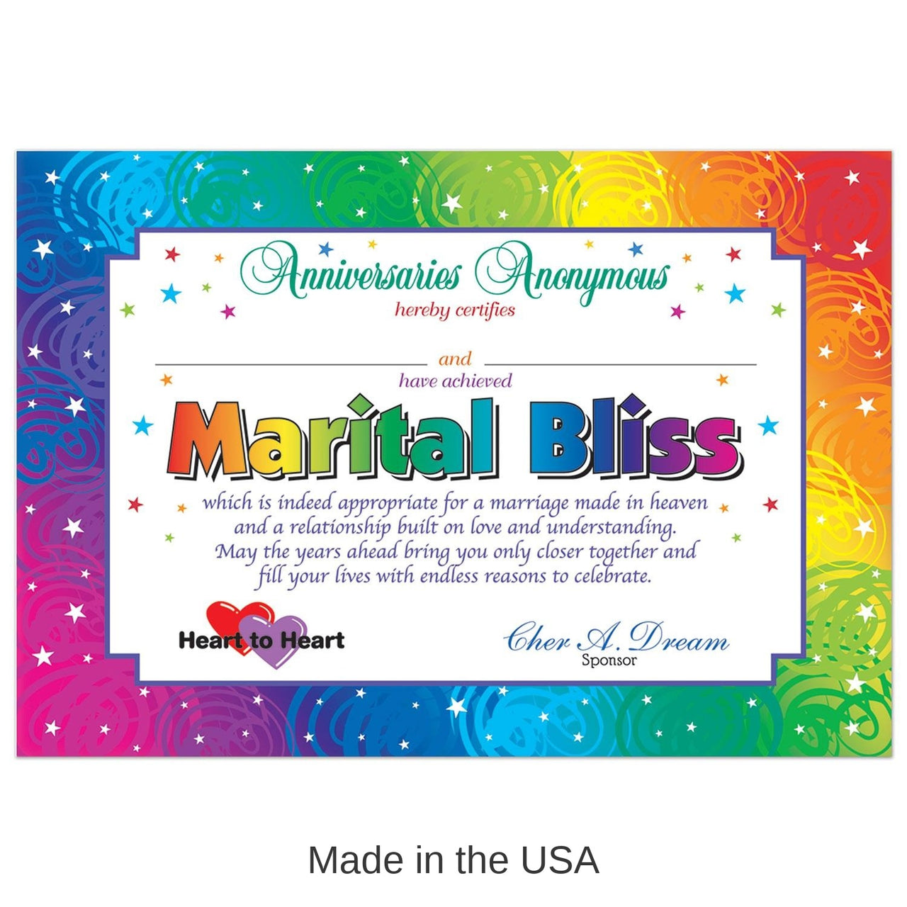 6 Pack Bulk Marital Bliss Certificate