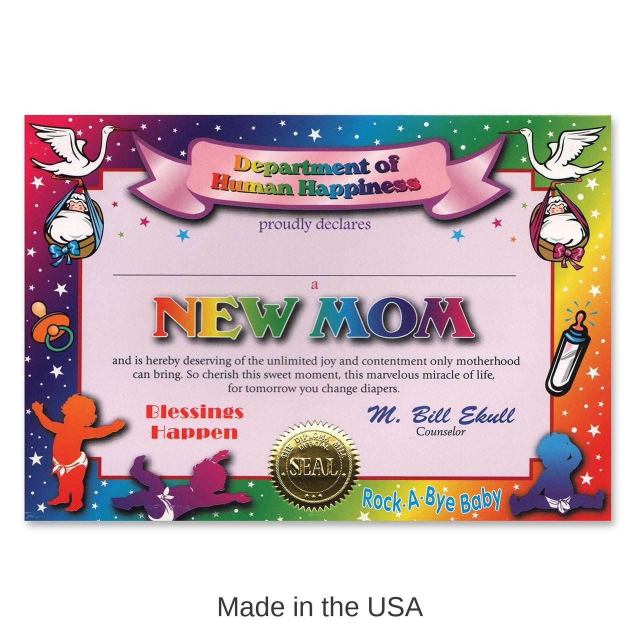 6 Pack Bulk New Mom Certificate
