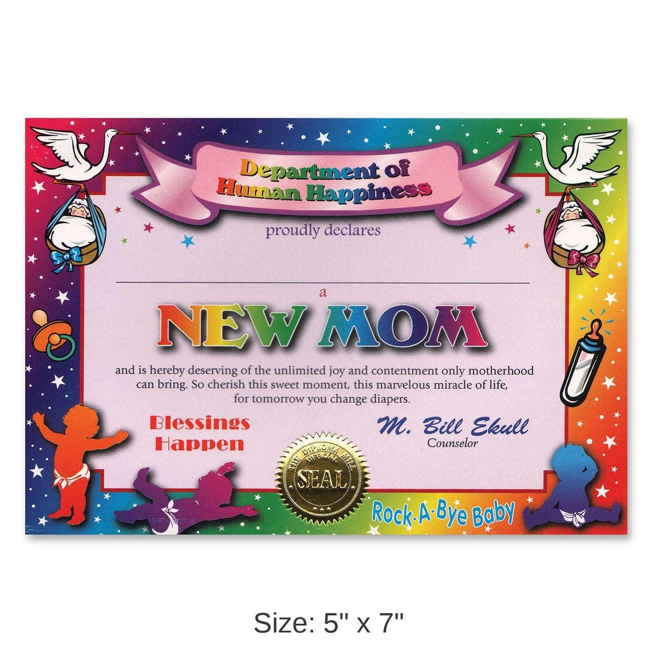 6 Pack Bulk New Mom Certificate