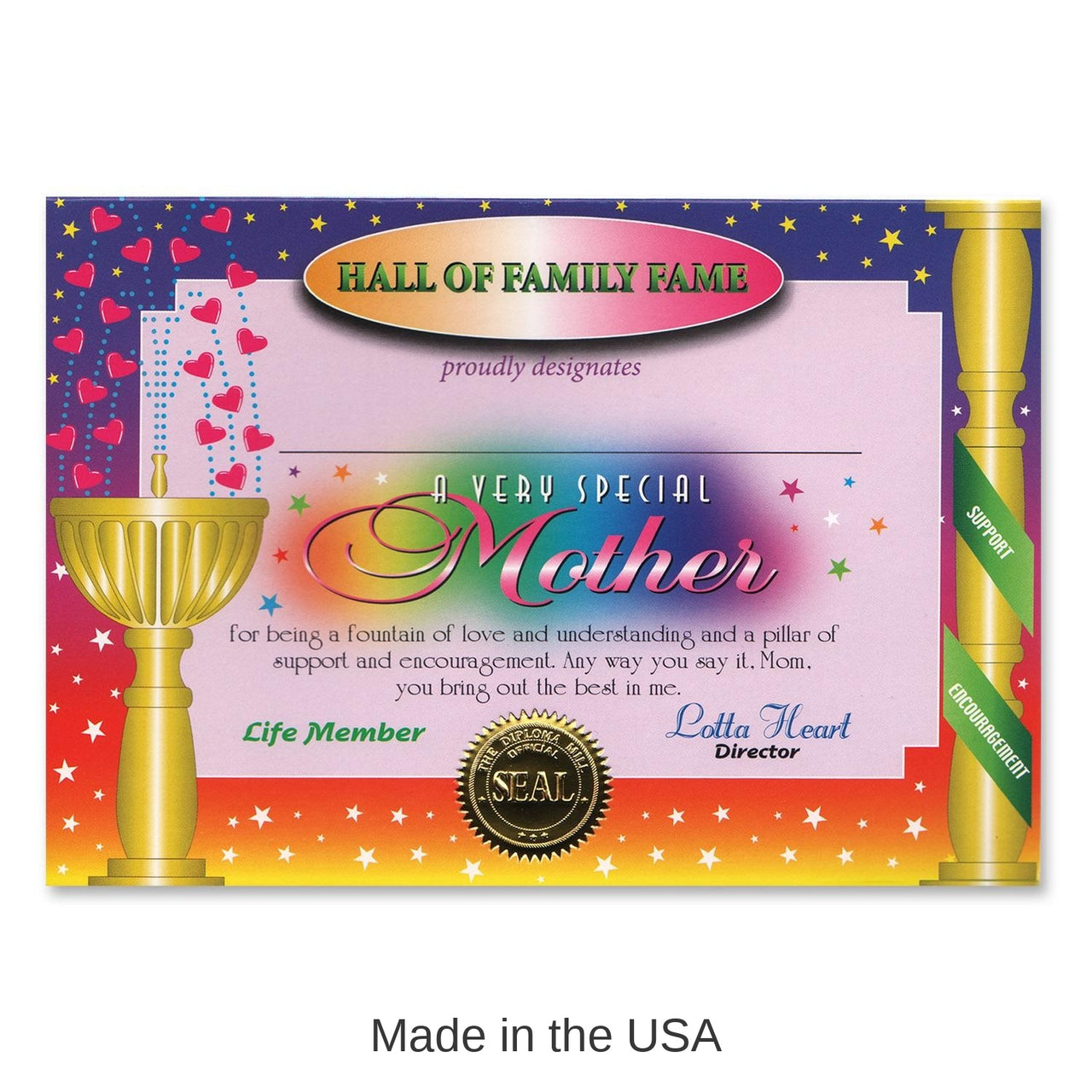 6 Pack Bulk Very Special Mother Mother's Day Certificate