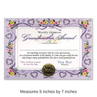 6 Pack Bulk World's Greatest Grandmother Certificate