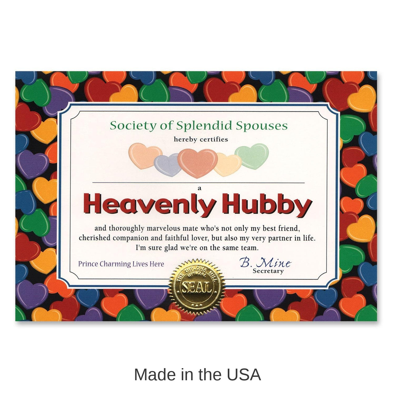 6 Pack Bulk Heavenly Hubby Certificate
