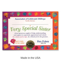 6 Pack Bulk Very Special Sister Certificate