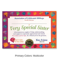6 Pack Bulk Very Special Sister Certificate