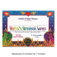 6 Pack Bulk Valentine's Day World's Greatest Lover Certificate