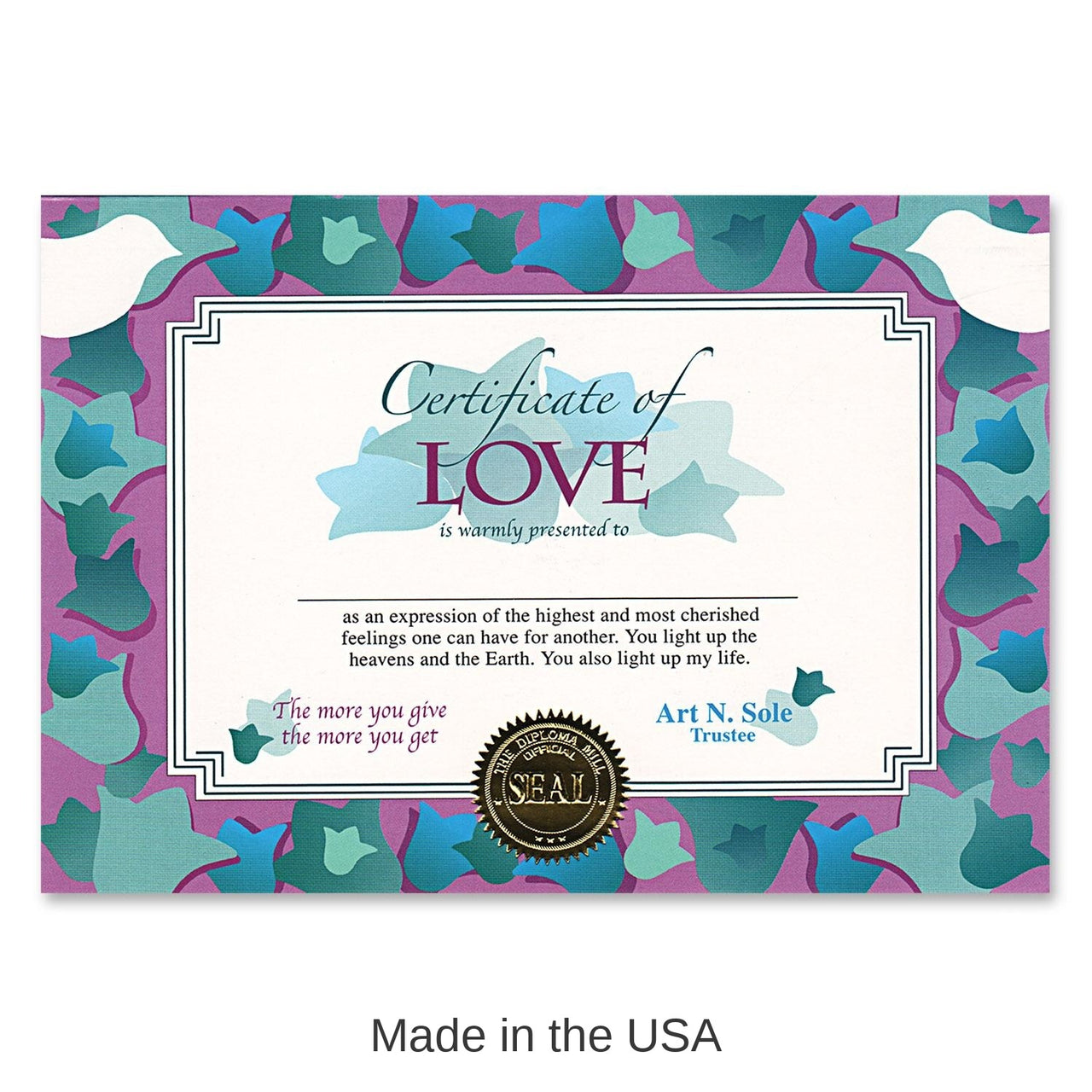6 Pack Bulk Valentine's Day Certificate Of Love