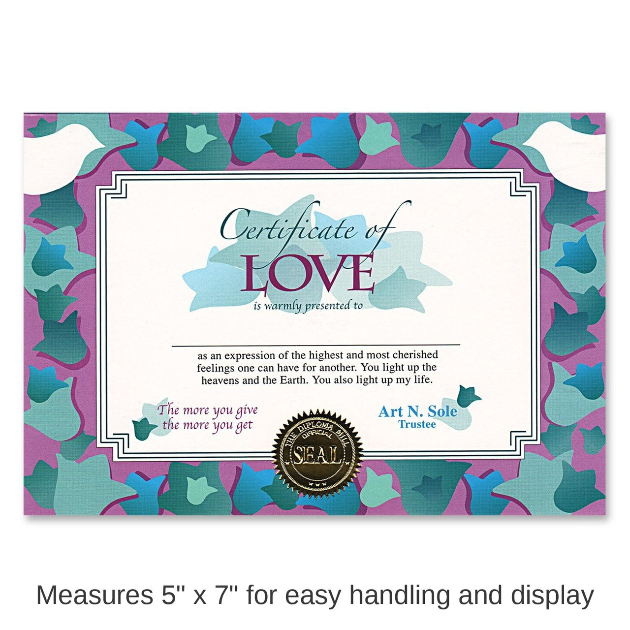 6 Pack Bulk Valentine's Day Certificate Of Love