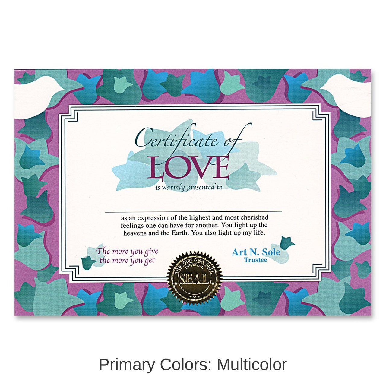 6 Pack Bulk Valentine's Day Certificate Of Love