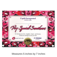 6 Pack Bulk Valentine's Day Very Special Sweetheart Certificate