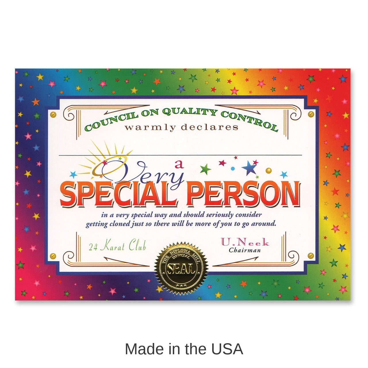 6 Pack Bulk Very Special Person Certificate