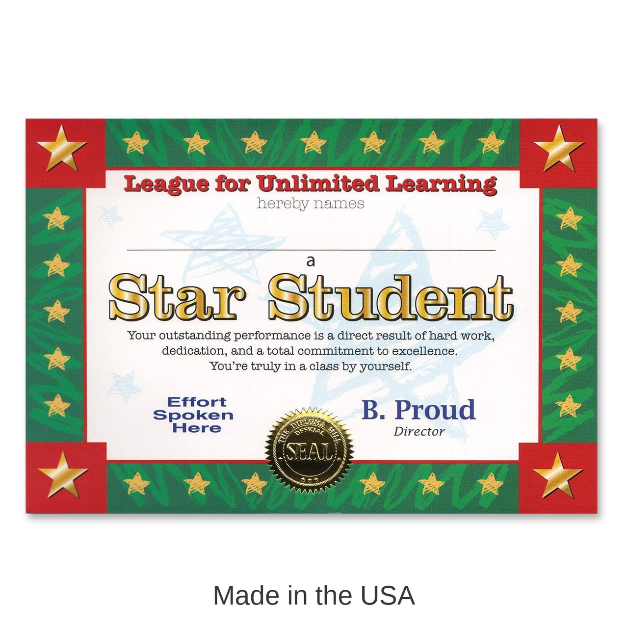 6 Pack Bulk Star Student Certificate