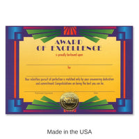 6 Pack Bulk Award Of Excellence Certificate
