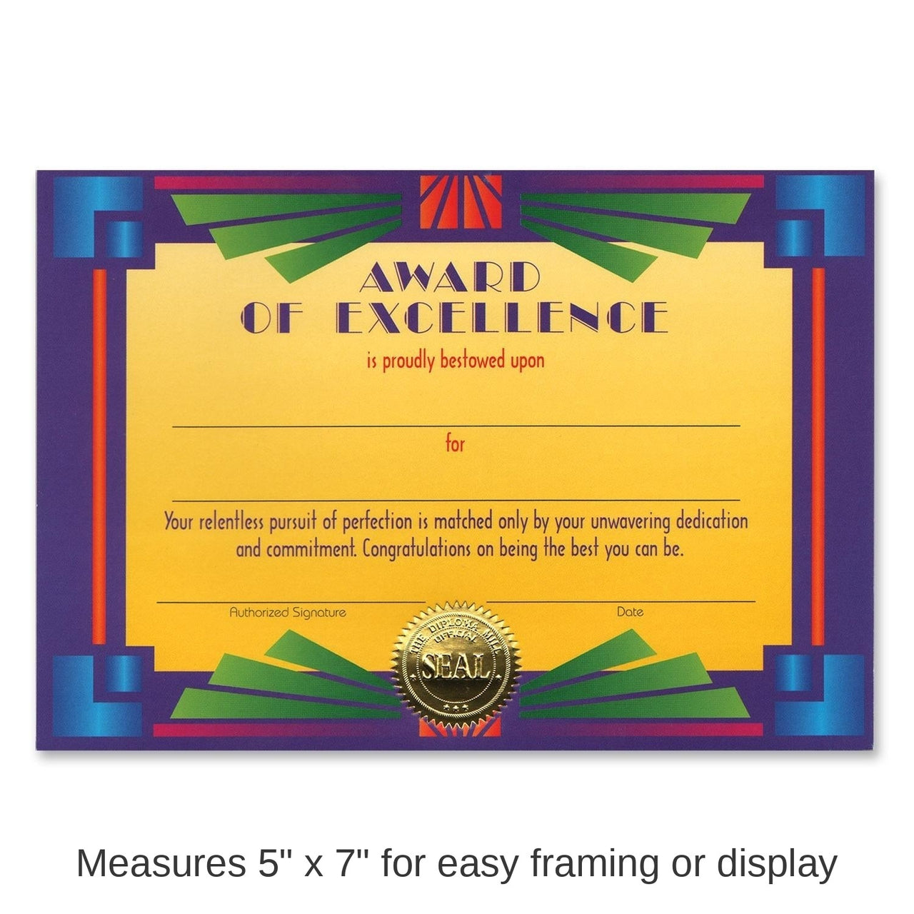 6 Pack Bulk Award Of Excellence Certificate