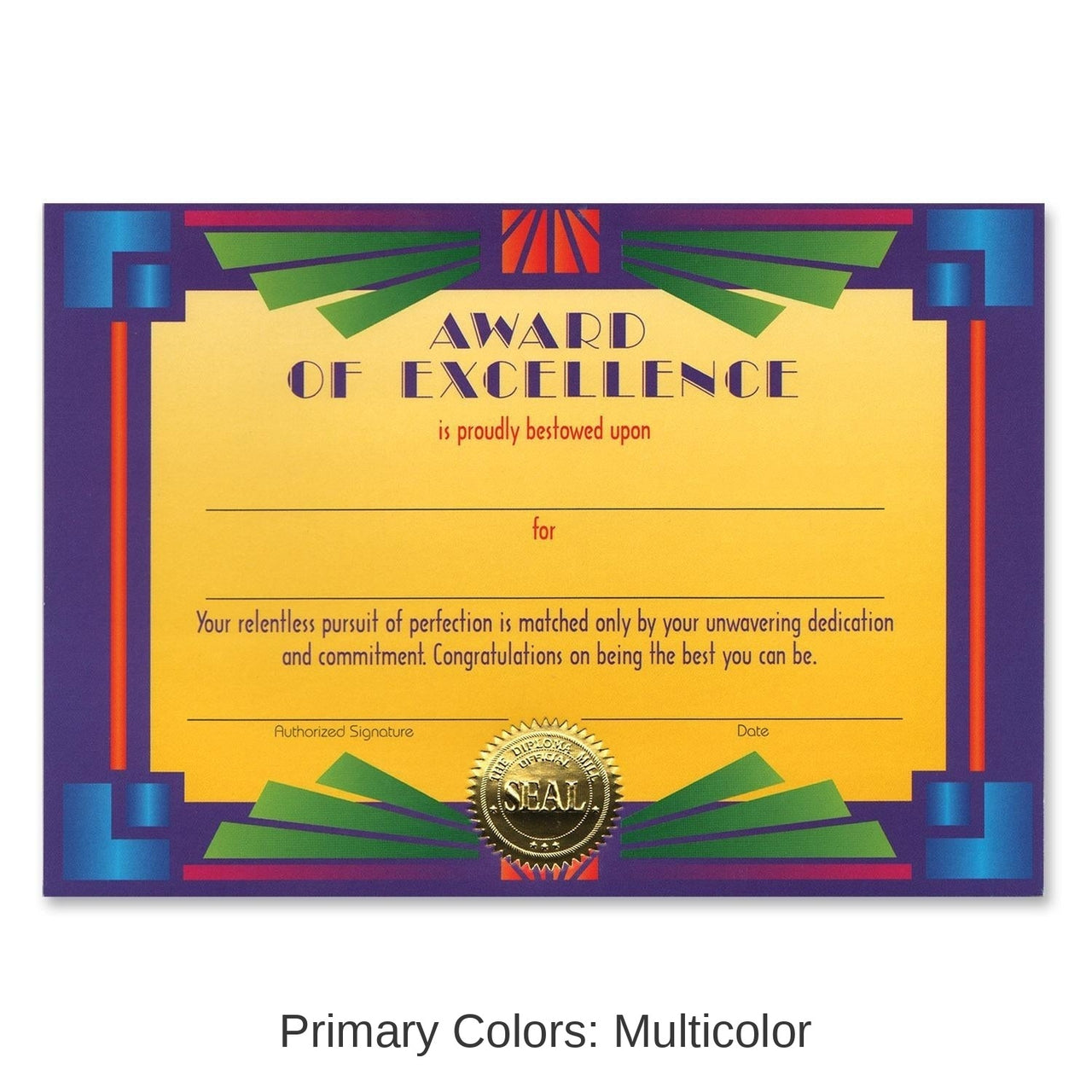 6 Pack Bulk Award Of Excellence Certificate