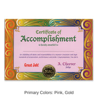 6 Pack Bulk Certificate Of Accomplishment