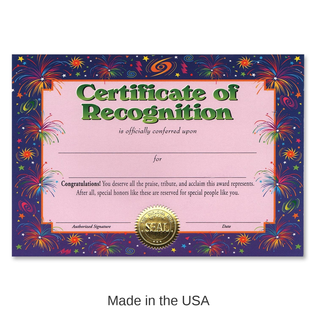 6 Pack Bulk Certificate Of Recognition