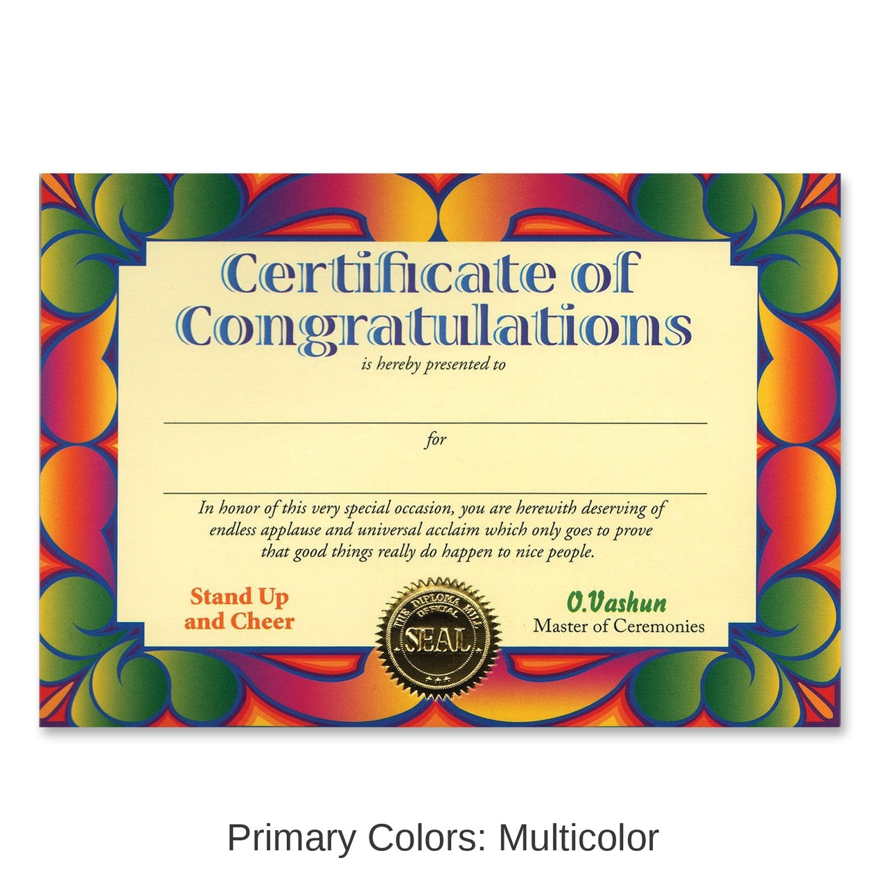 6 Pack Bulk Certificate Of Congratulations