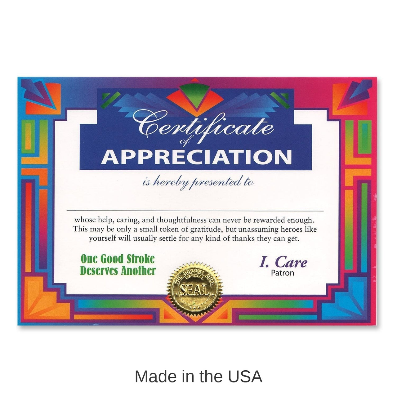 6 Pack Bulk Certificate Of Appreciation