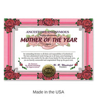 6 Pack Bulk Mother Of The Year Mother's Day Certificate