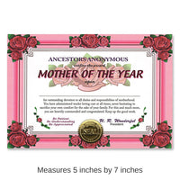 6 Pack Bulk Mother Of The Year Mother's Day Certificate