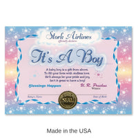 6 Pack Bulk It's A Boy Certificate