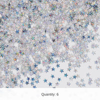 6 Pack Bulk Silver Holographic Party Stars Confetti (0.5 Oz/Pkg)