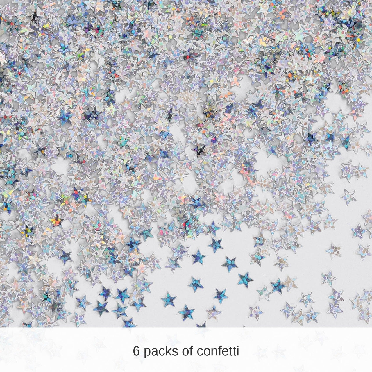 6 Pack Bulk Silver Holographic Party Stars Confetti (0.5 Oz/Pkg)