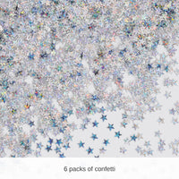 6 Pack Bulk Silver Holographic Party Stars Confetti (0.5 Oz/Pkg)