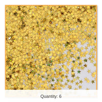 6 Pack Bulk Gold Holographic Party Stars Confetti (0.5 Oz/Pkg)