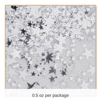 6 Pack Bulk Silver Party Stars Confetti (0.5 Oz/Pkg)