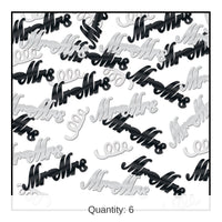 6 Pack Bulk Mr/Mrs Wedding Confetti - black/silver (0.5 Oz/Pkg)