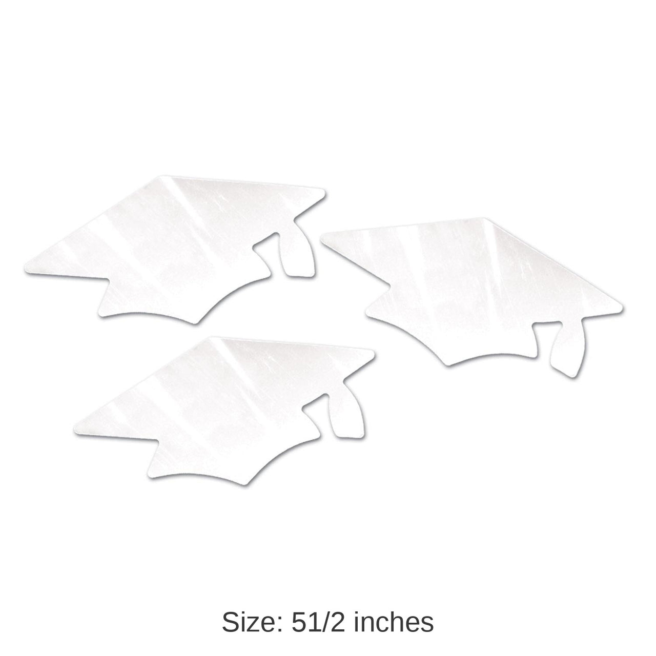 18 Pack Bulk White Metallic Grad Cap Graduation Party Cutouts