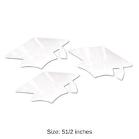 18 Pack Bulk White Metallic Grad Cap Graduation Party Cutouts