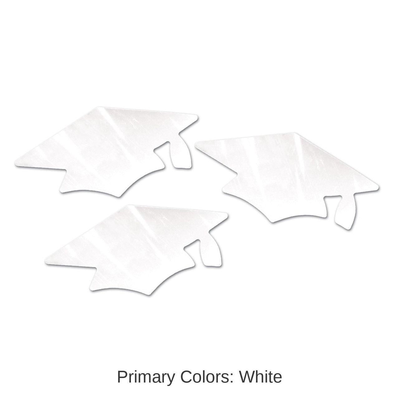 18 Pack Bulk White Metallic Grad Cap Graduation Party Cutouts