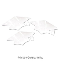 18 Pack Bulk White Metallic Grad Cap Graduation Party Cutouts