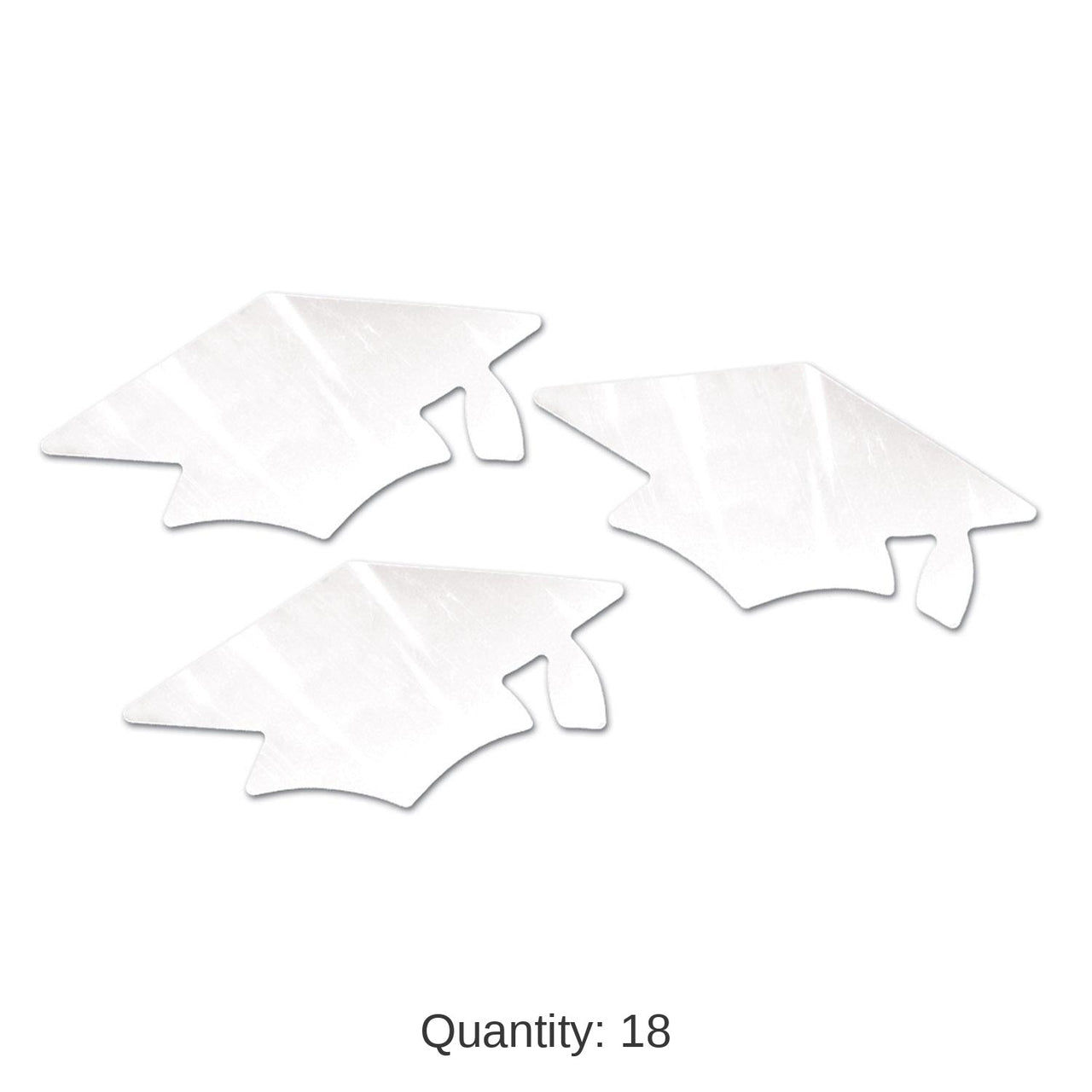 18 Pack Bulk White Metallic Grad Cap Graduation Party Cutouts