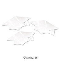 18 Pack Bulk White Metallic Grad Cap Graduation Party Cutouts