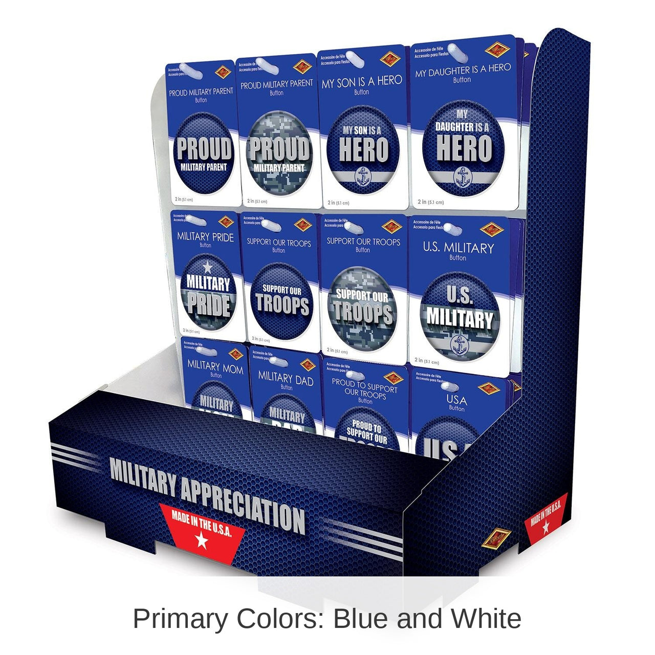 108 Piece Bulk Navy Military Appreciation Counter Display