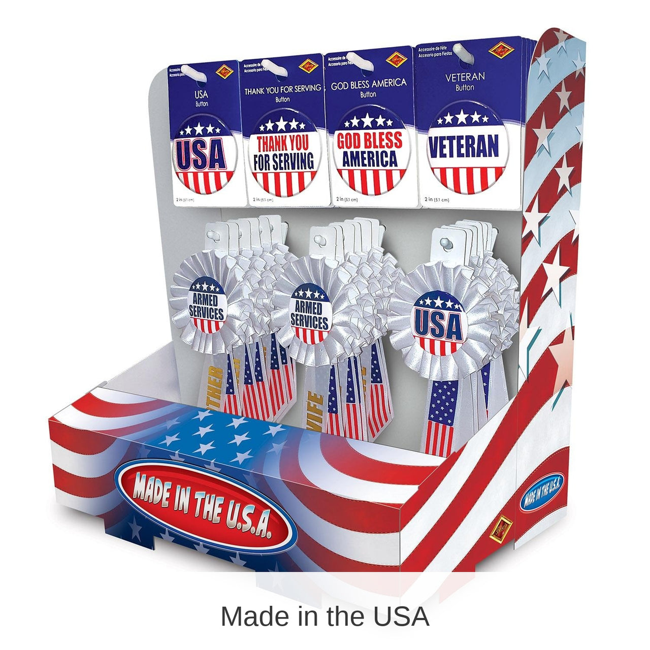 54 Piece Bulk Patriotic USA/Veterans Counter Display