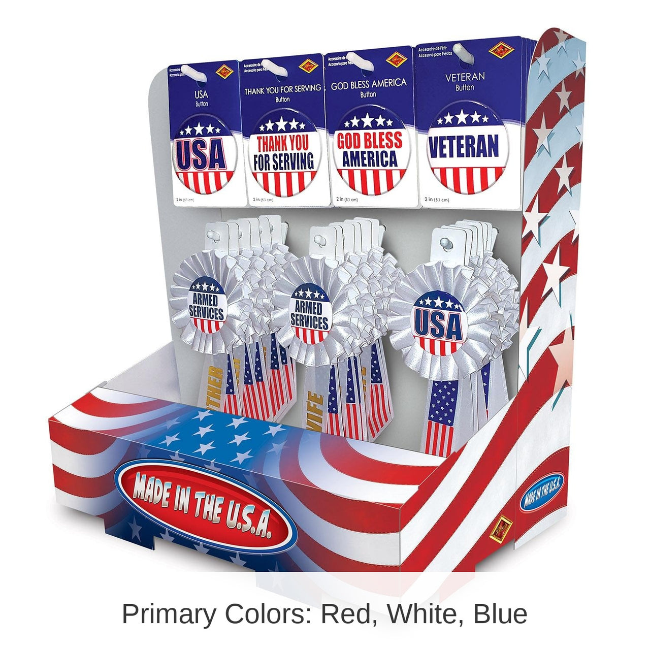 54 Piece Bulk Patriotic USA/Veterans Counter Display