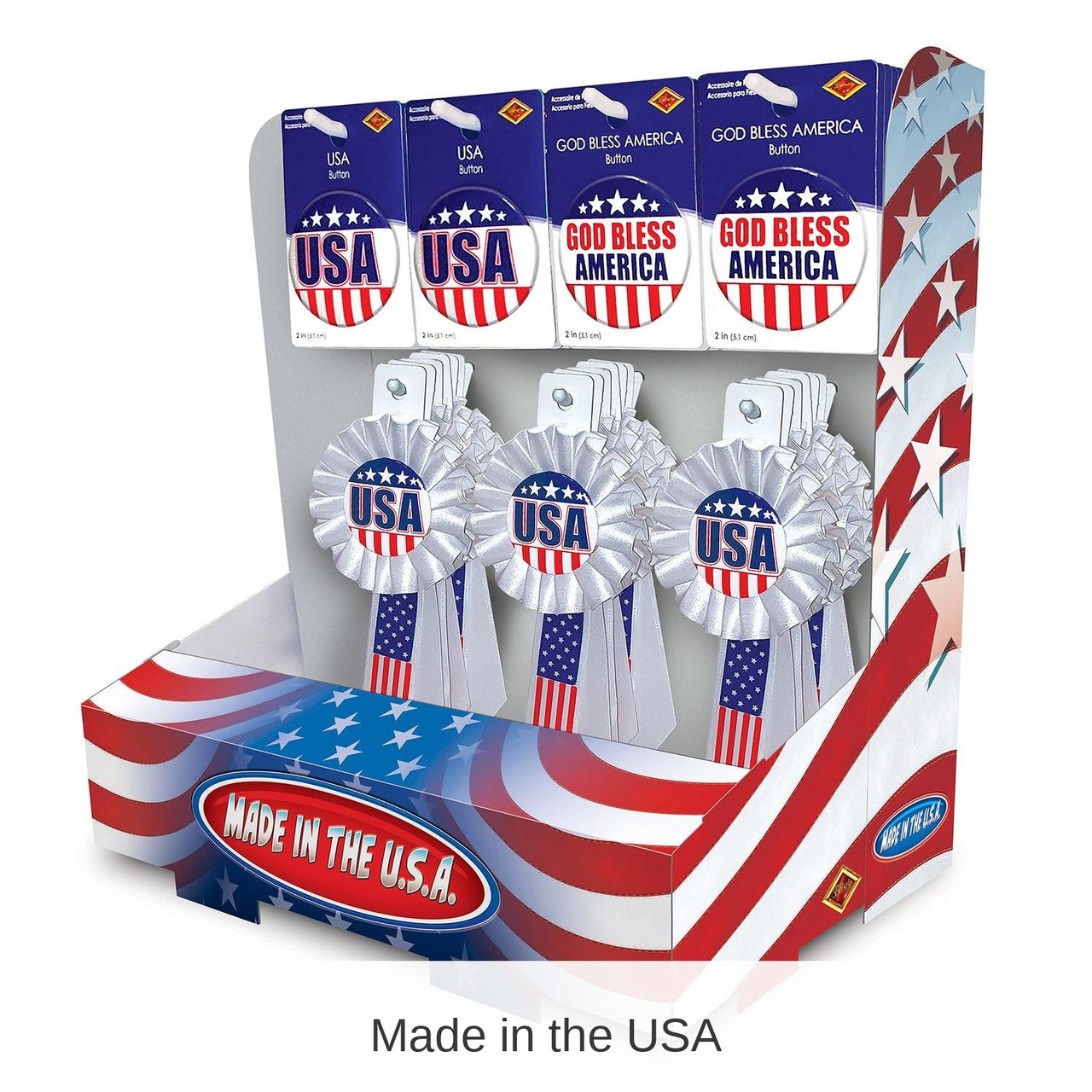 54 Piece Bulk Patriotic God Bless America/USA Counter Display