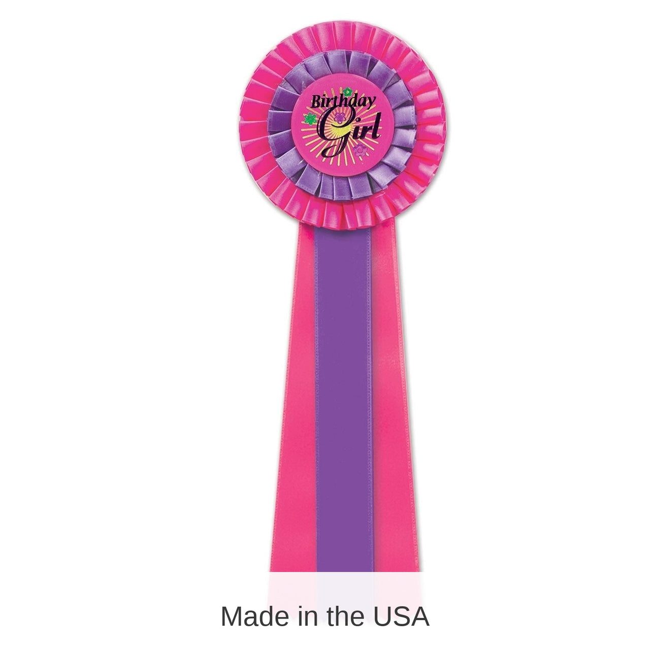 3 Pack Bulk Cerise/Purple Birthday Party Girl Deluxe Rosette