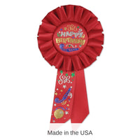 6 Pack Bulk Happy Birthday Rosette- Red