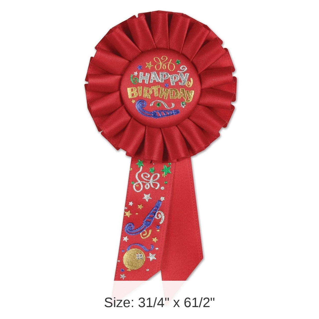 6 Pack Bulk Happy Birthday Rosette- Red