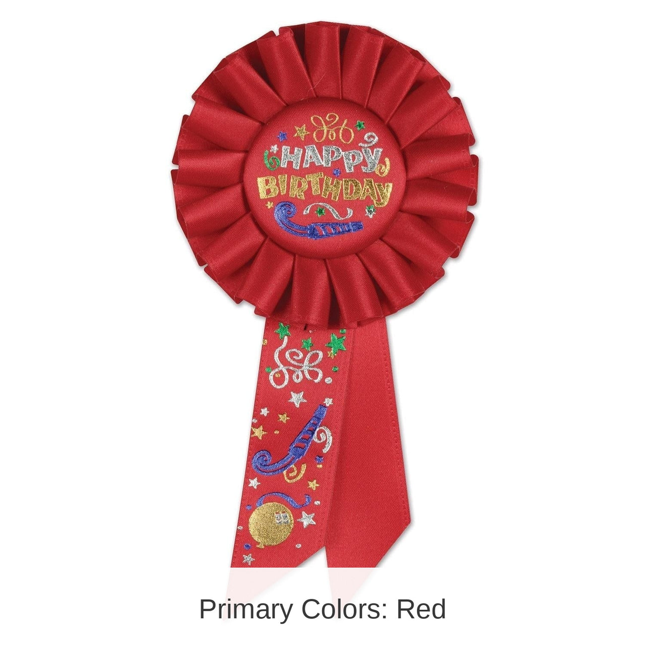6 Pack Bulk Happy Birthday Rosette- Red