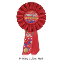 6 Pack Bulk Happy Birthday Rosette- Red