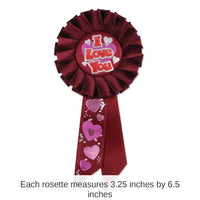 6 Pack Beistle Valentine's Day I Love You Rosette